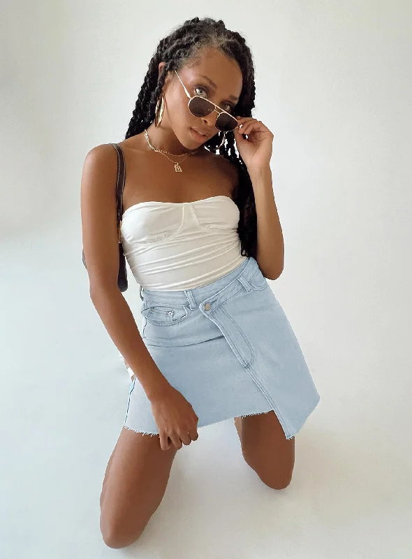 End Of Season Sale Ryder Light Wash Denim Skirt Denim