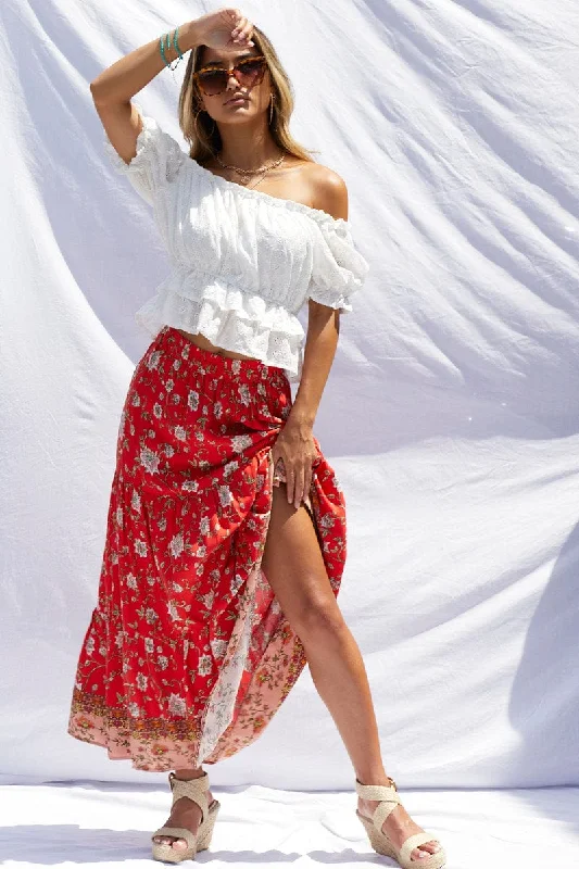 Stylish Savings Boho Print Maxi Skirt High Rise