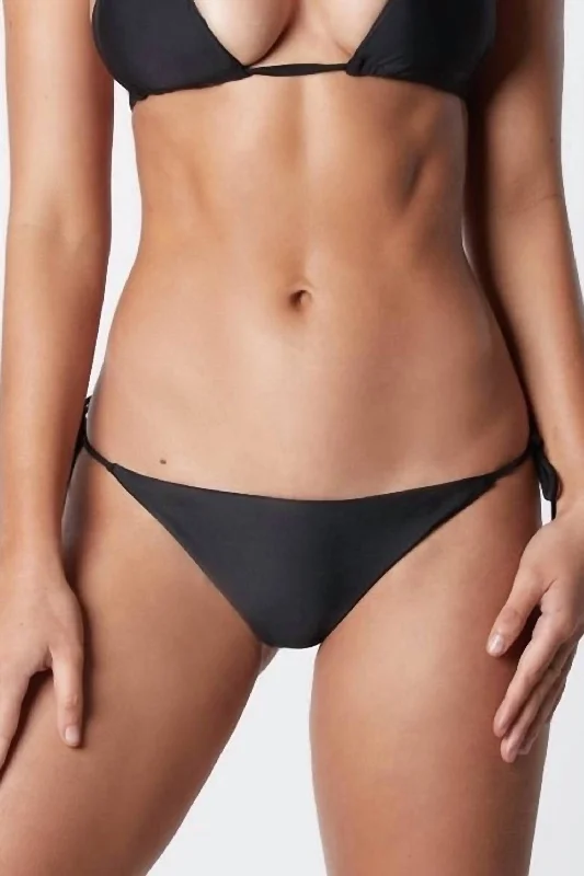 High End Designer Brands Discount Side Tie String Bikini Bottom In Black