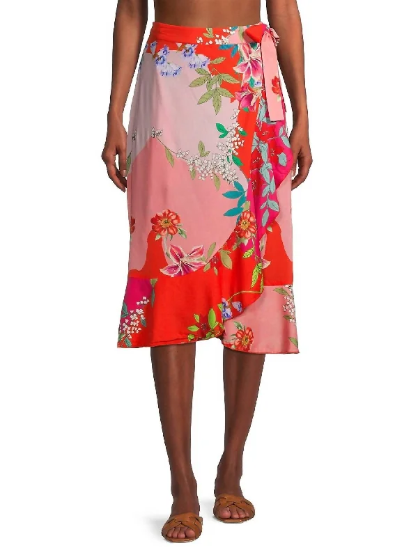 Beat The Heat In Tropical Styles Nanya Wrap Skirt Cover Up In Multi