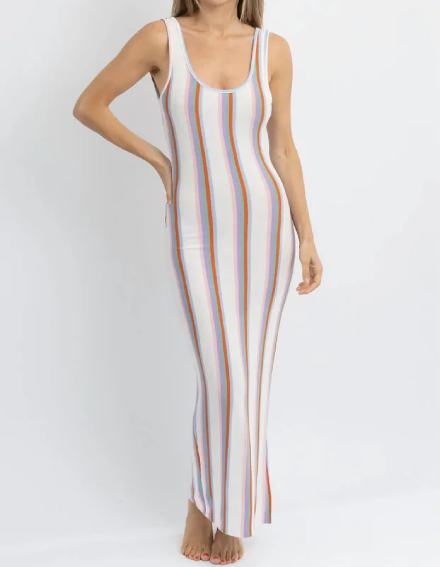 Buy More, Save More Newport Multi-Striped Coverup Dress In White  Multi