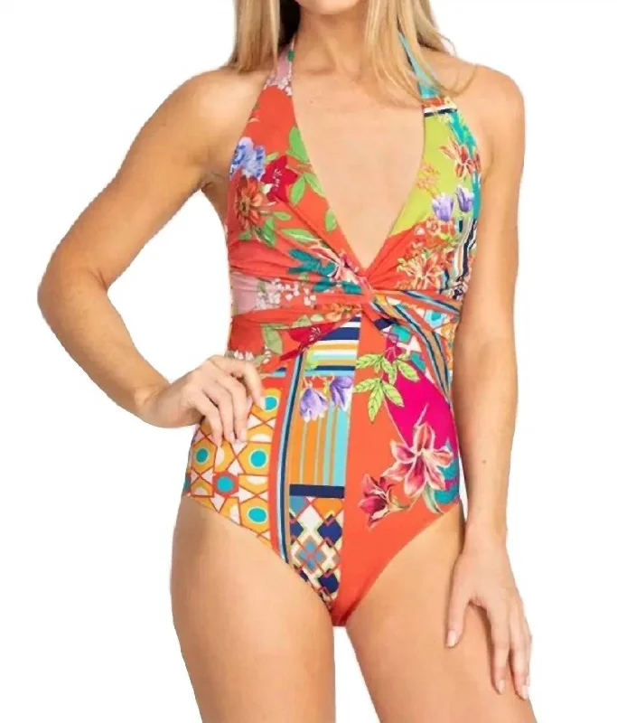 High End Women's Wear Color Twist One Piece In Multi