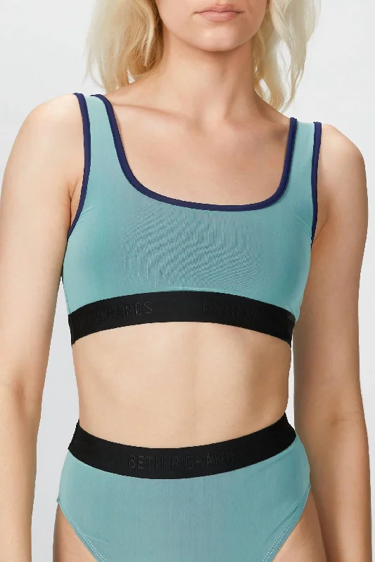 Trend Driven Wardrobe Mesh Overlay Kim Bikini Top In Mint