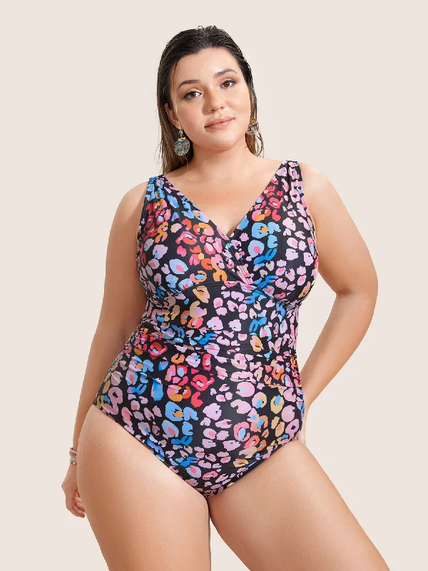 Exclusive Discount Leopard Print Ruched One Piece Swimsuit