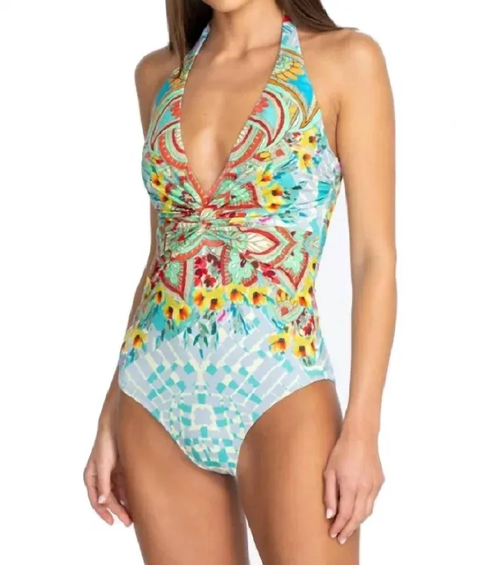 Modern Women's Fashion Elena Twist One Piece Swimsuit In Multi