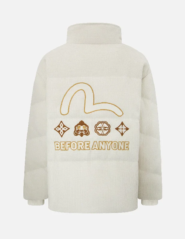 Ride The Style Wave Seagull Appliqué Corduroy Down Jacket