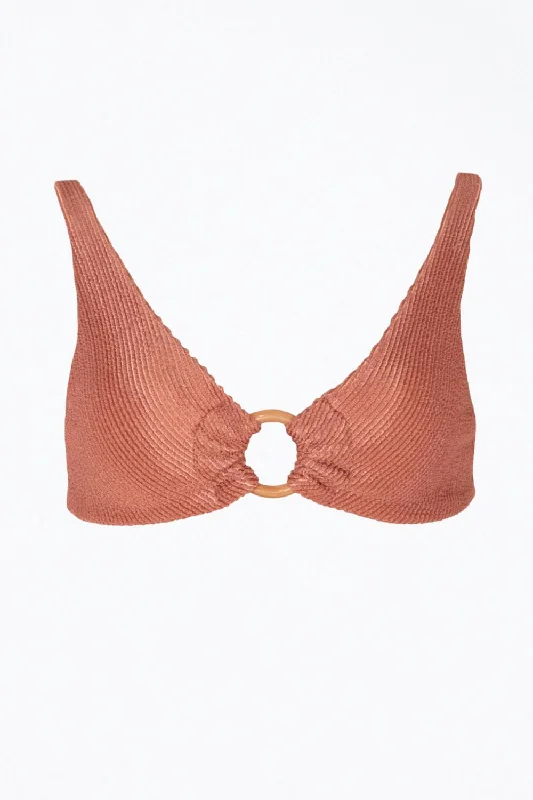 New Styles Just In Rebecca Ribbed O-Ring Bikini Top In Blush