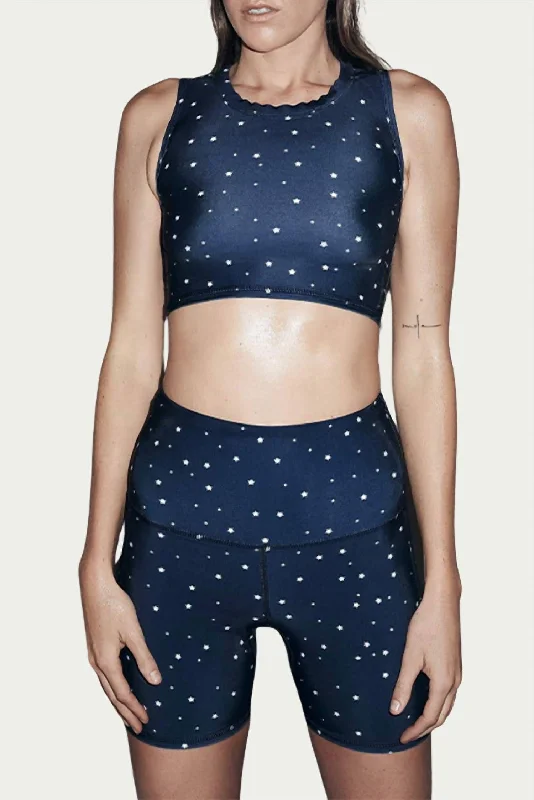 Budget Friendly Betty Crop Swim Top In Navy Star