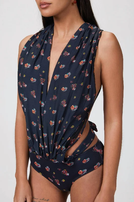 Trendy Attire For Her Scarf One Piece In Floral Bouquet