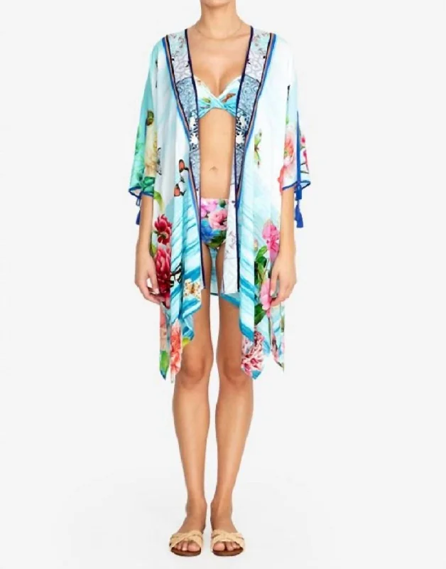 Chic Sophistication Costa Azul Short Kimono Cover Up In Multi