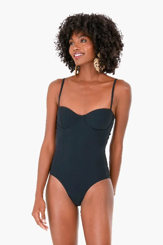 Exclusive Discounts Black Solid Underwire One Piece