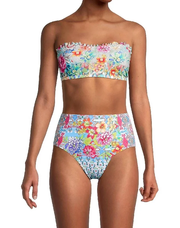Cottagecore Rustic Charm Style Pearce Bandeau Bikini Top In Multi
