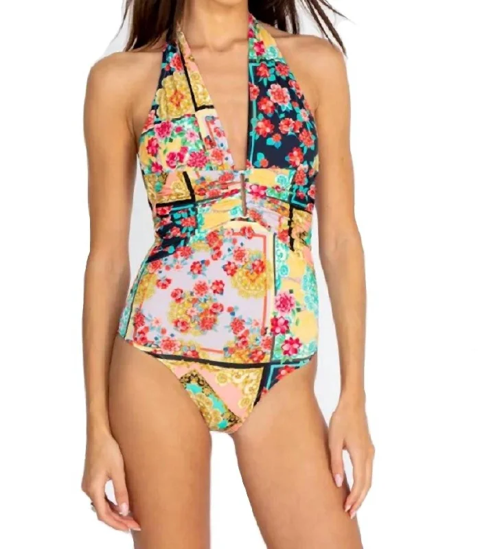 Chic Outfits Japer Plunge One Piece Swimsuit In Multi