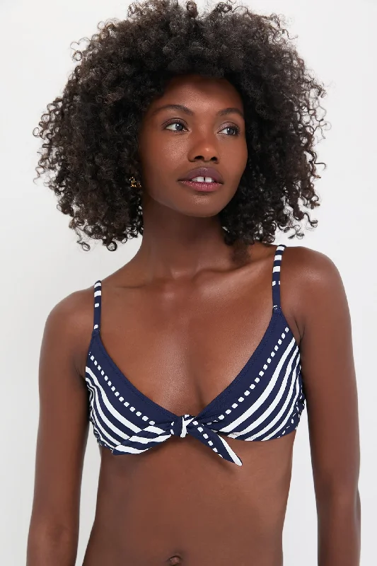 The Latest Fashion Trends Eshe Navy Sara Tie Front Top