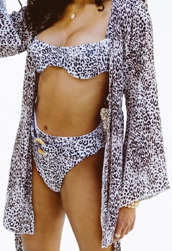 Additional Time-Limited Offers Riley Leopard-Print Belted High-Waist Bikini Bottom In Black/white Leopard