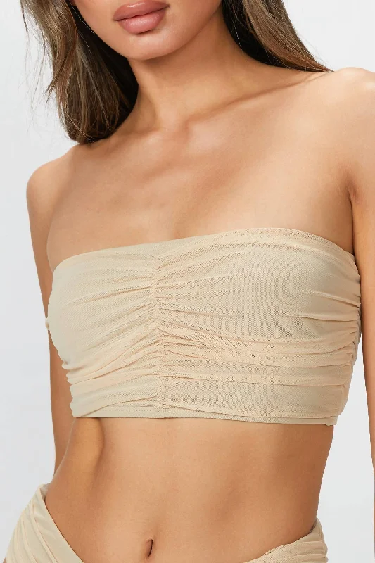 Unleash Your Style Mesh Delrey Top In Sand