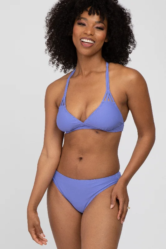 Trend Forward Threads For Her Periwinkle Strappy Two-Piece Bikini Set