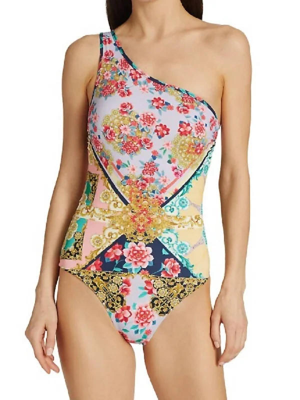 Nordic Minimalist Home Look Raina One-Shoulder One Piece Swimsuit In Multi