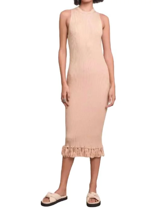 Graceful Drape Thalia Dress In Sand