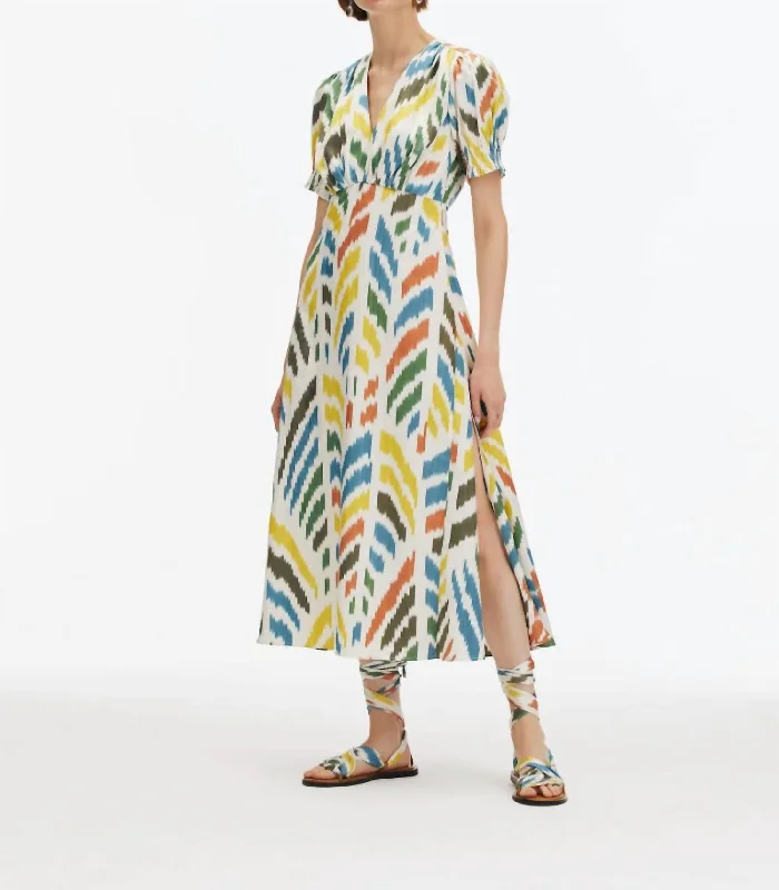 Your Timeless Wardrobe Awaits Princess Dress In Multi Leaf Motif