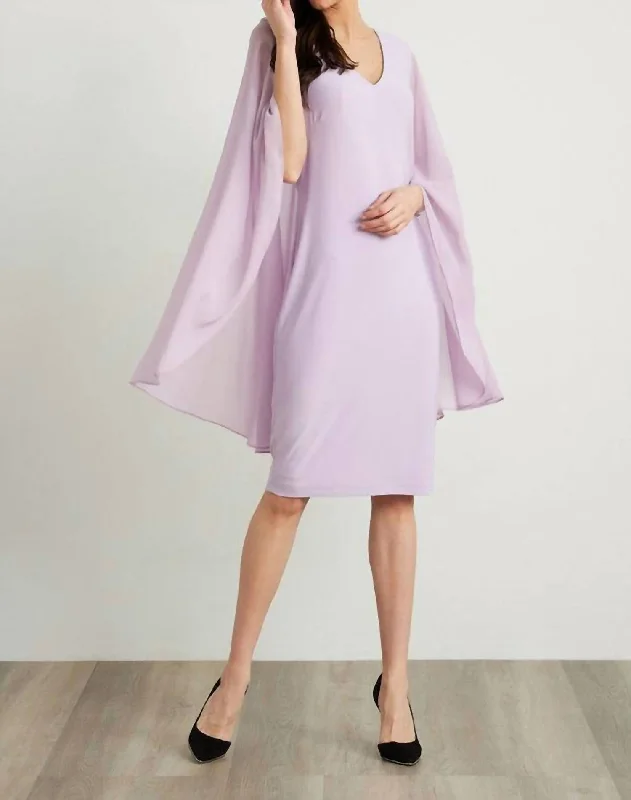 Women's Contemporary Apparel Chiffon Cape Dress In Sweet Lilac