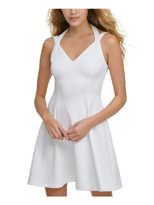 Hot Sale Womens Scuba Embossed Fit & Flare Dress