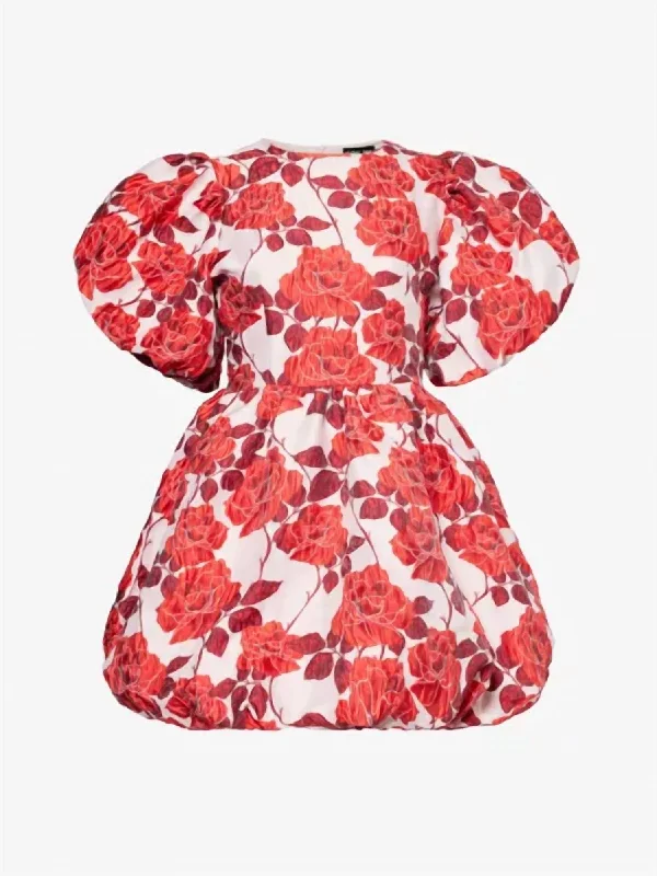 Modern Women's Outfit Wild Berry Jacquard Dress In Red