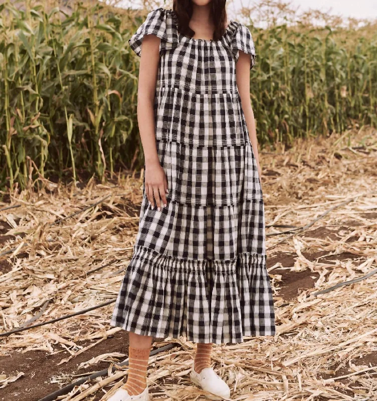 Luxury Fashion for Women The Nightingale Dress In Navy Heart Check