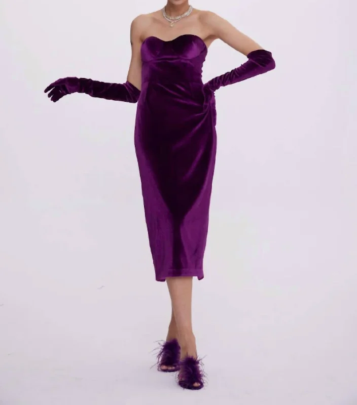 Daily Essentials Carmen Dress In Velvet Purple