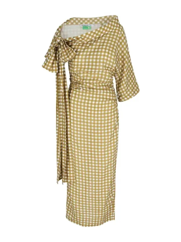 The Epitome Of Modern Women's Fashion Women's Bowie Vichy Dress In Caramel Gingham