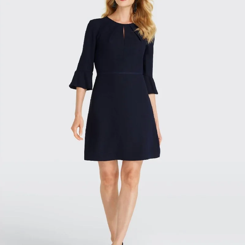 Plus-Size Women's Garments Solid Keyhole Dress In Nassau Navy