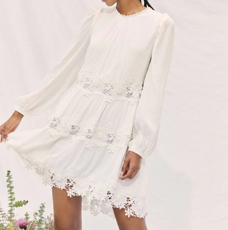 Durable Fashion Picks Laramie Embroidered Dress In Ivory