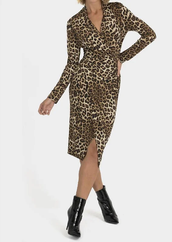 Big Discounts Wrap Detail Dress In Leopard