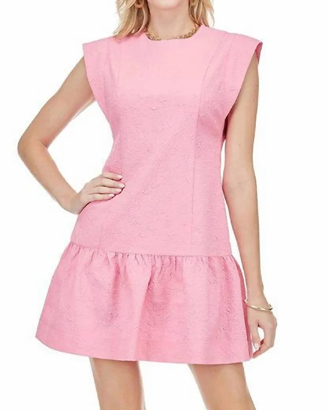 Classic Charm Karen Flutter Hem Dress In Pink