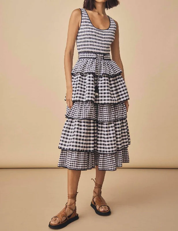 Women's Evening Wear Andrea Dress In Black And White Gingham