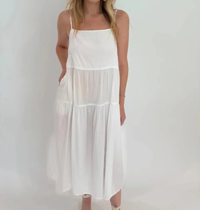 Bundle Offer Cool Cotton Strappy Tier Dress In White