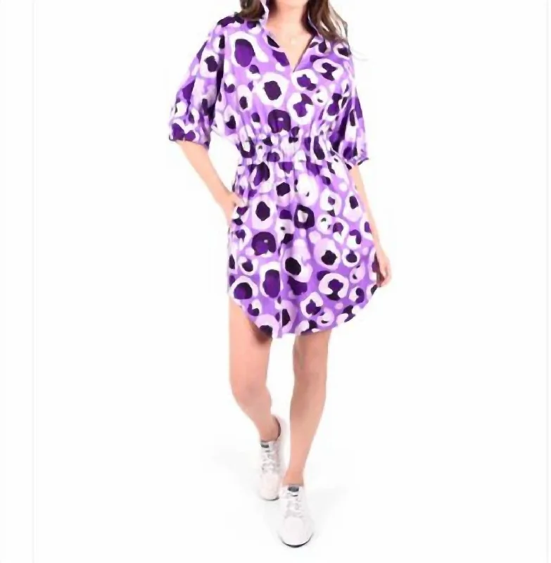 Effortless Chic for Women Palmer Dress In Purple Col Cheetah