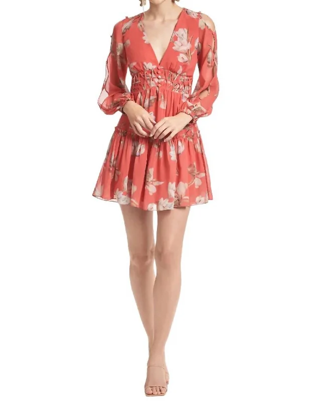 Women's Stylish Casual Garments Keira Dress In Coral Venetia Petals