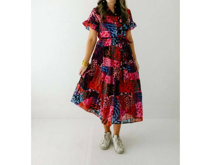 Innovate Your Wardrobe Jade Button Up Dress In Multicolor