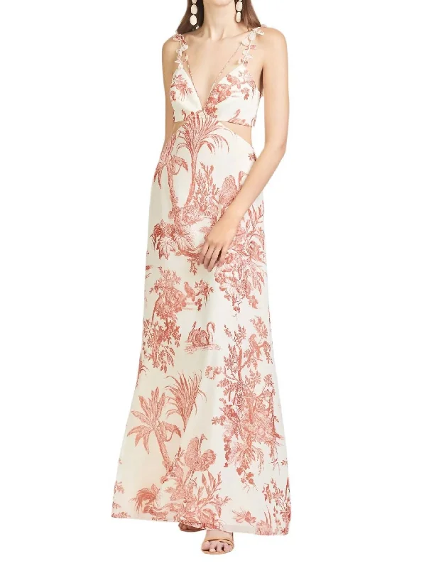Women's Clothing Sale Hallie Dress In Deep Orange/ivory Toile Print