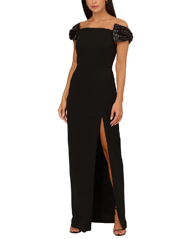 Exclusive Discount Aidan Mattox Stretch Knit Crepe Gown