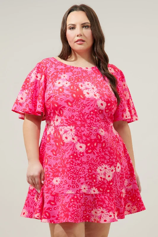 Trendy Fashion For Women Lover Girl Flouncy Flare Mini Dress Curve