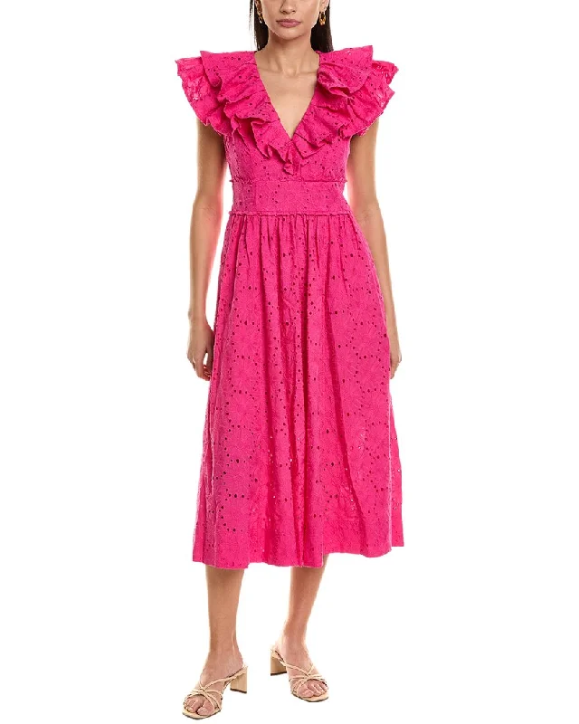 Refined Look Ted Baker Ruffle V-Neck Midi Sundress