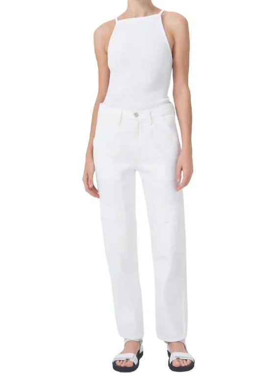 Chic Trend Collection Cooper Cargo Jeans In Milkshake
